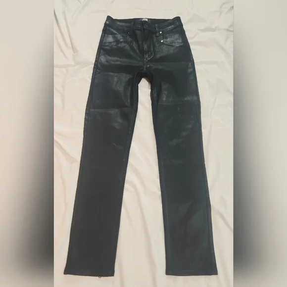 PAIGE GEMMA LEATHER-LIKE SKINNY LEG HIGH RISE JEANS 27 $229 - Picture 6 of 15